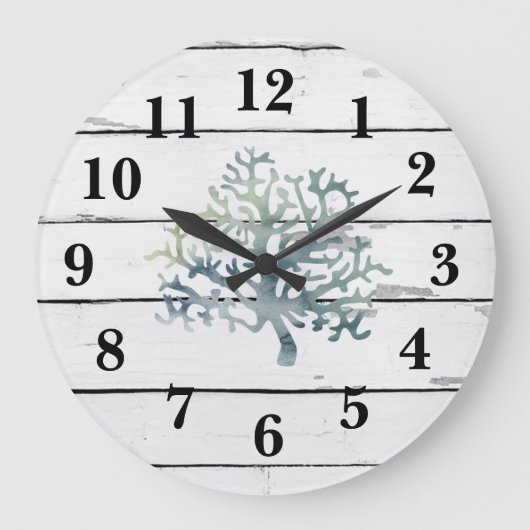 Koraalrif Turquoise Beach Decor Rustc Shiplap Grote Klok (Voorkant)