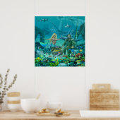 Koraalrif van Mermaid Poster (Keuken)