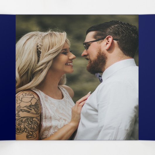 Koraalrif vis tropisch blauw sinaasappel kust chic drieluik uitnodiging (Binnenkant midden)