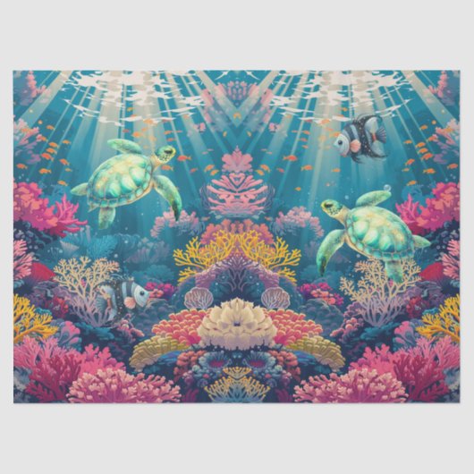 Koraalrif, Zee Schildpadden & Vis Decoupage Tissuepapier (Voorkant)