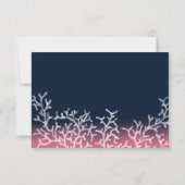 Koraalrif Zeester Navy Roze Strand Bruiloft RSVP (Achterkant)