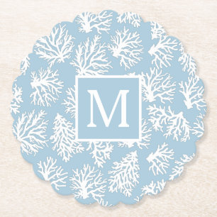 Koraalriffen monogram strand buitenshuis kartonnen onderzetters