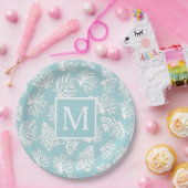 Koraalriffen zomerkustmonogram buiten papieren bordje (Feest)