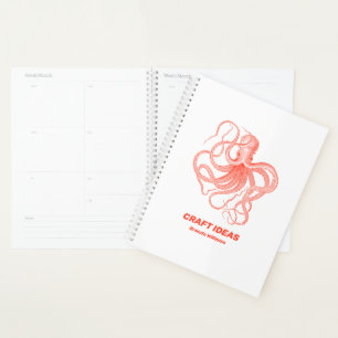 Koraalrode octopus op witte achtergrond planner