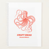 Koraalrode octopus op witte achtergrond planner (Voorkant)