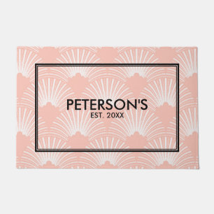 Koraalrood art-deco geometrisch patroon deurmat