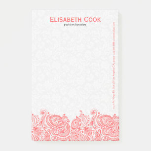 Koraalrood en witte Floral Lace Post-it® Notes