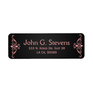 Koraalrood Ornament op zwart Etiket