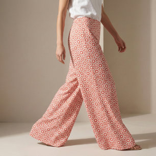 Koraalrood Witte Boho Chic Mozaïek Geometrische Te Stof