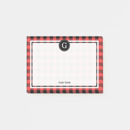 Koraalrood zwart Buffalo Plaid Check 1IR Post-it® Notes