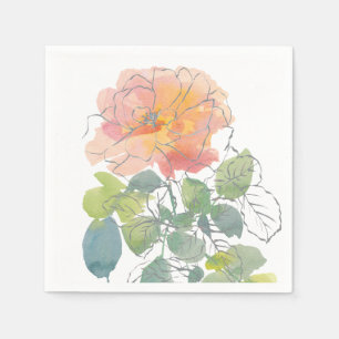 Koraalroze Aquarel Bloemen Servet