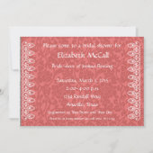 Koraalroze Brocade Bridal Shower Kaart (Achterkant)
