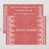 Koraalroze Brocade Bridal Shower Kaart (Voorkant / Achterkant)