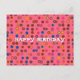 Koraalroze bubblegum geometrisch Happy Birthday Briefkaart