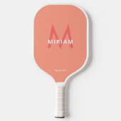 Koraalroze en Oranje eenvoudige moderne monogramme Pickleball Paddle (Achterkant)