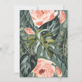 Koraalroze en tropische bladbladeren bruiloft (Achterkant)