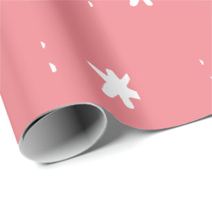 Koraalroze en wit patroon cadeaupapier