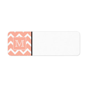 Koraalroze en witte Chevron met aangepast monogram Etiket