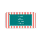 Koraalroze en witte strepen etiket (Voorkant)