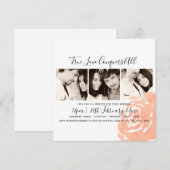 Koraalroze Fotocollage Trouwuitnodiging Vierkant (Voorkant / Achterkant)