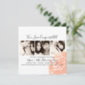 Koraalroze Fotocollage Trouwuitnodiging Vierkant (Staand voorkant)