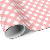 Koraalroze Gingham-printer Glossy Wrapping Paper Cadeaupapier (Rol Hoek)
