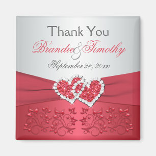 Koraalroze, grijze Floral Wedding Favor Magnet Magneet