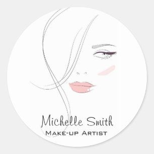 Koraalroze lippen vormen het merk kunstenaar ronde sticker