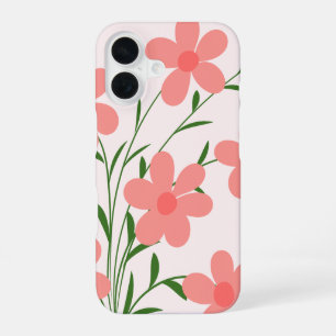 Koraalroze Madeliefjes Bloemige Hoes iPhone 16 Hoesje