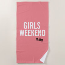 Koraalroze Meisjesweekend Strandhanddoek