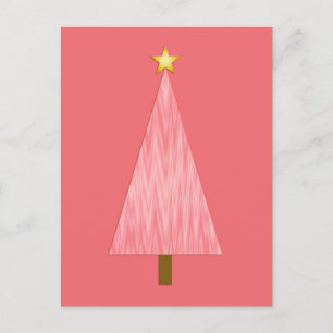 Koraalroze Ombre Retro Moderne Kerstboom Feestdagenkaart