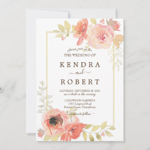 Koraalroze roze en gouden Lijst Kaart