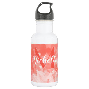 Koraalroze sterrenpatroon Modern Chique Monogram N Waterfles