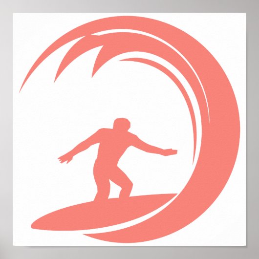 Koraalroze surfing poster (Voorkant)