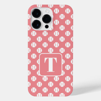 Koraalroze tennis print iPhone 14 Pro Max hoesje
