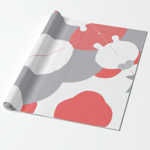 Koraalroze witte en grijze Abstracte kunst Cadeaupapier