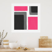 Koraalroze zwart-minimalistisch kleurenblok poster (Keuken)