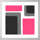 Koraalroze zwart-minimalistisch kleurenblok poster (Voorkant)