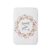 koraalrozen krans monogram badmat (Voorkant Verticaal)