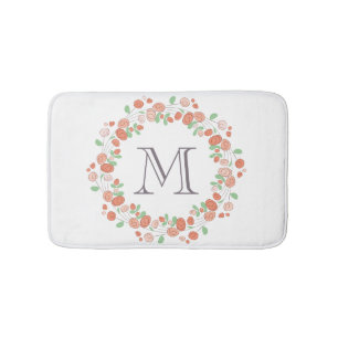 koraalrozen krans monogram badmat