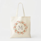 koraalrozen krans monogram tote bag (Voorkant)