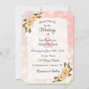 Koraalse Rozen Floral Elegant Wedding Kaart
