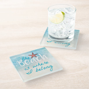 Koraalstaartvis met strand is waar ik deel glazen onderzetter