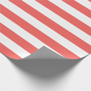 Koraalstropen en witte strepen cadeaupapier