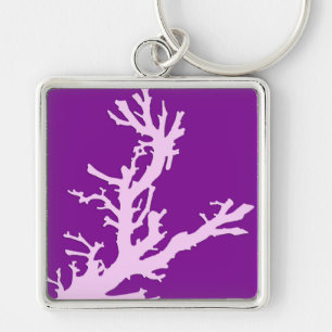 Koraaltak - amethyst en orchidee sleutelhanger