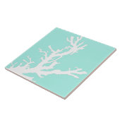 Koraaltak - wit op bleke aqua tegeltje (Zijkant)