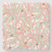 Koraaltakken met zeeschelpen Aquatisch Stenen Onderzetter (Voorkant)