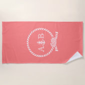 Koraaltouw en anker monogram strandlaken (Voorkant)