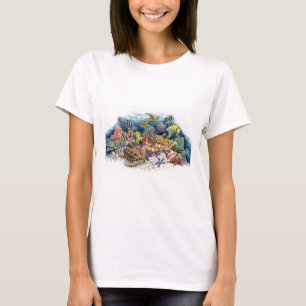 koraalwater met tropische vis t-shirt