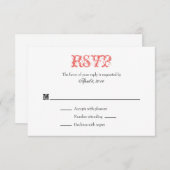 Koraalwitte vlek Eenvoudige bruiloft RSVP-kaarten RSVP Kaartje (Voorkant / Achterkant)